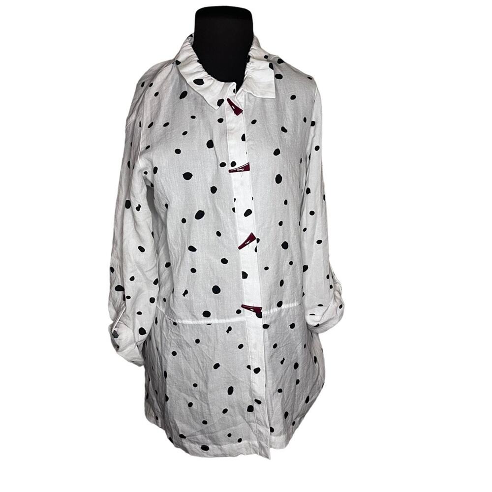 Ali Miles Rayon Spotted Dot Tunic Statement Button Top Womens M Artsy Lagenlook